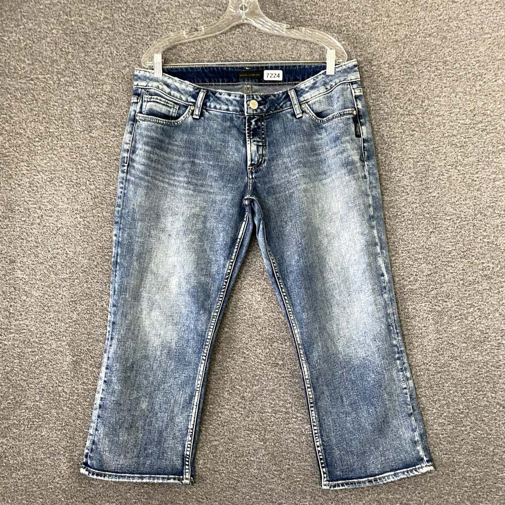 Silver Jeans Women's Size 31/22.5 Suki Capri Blue Stretch Denim Summer Jeans